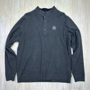 Straight Down Gray Golf Quarter Button Long Sleeve Pullover Sweater Men’s Large